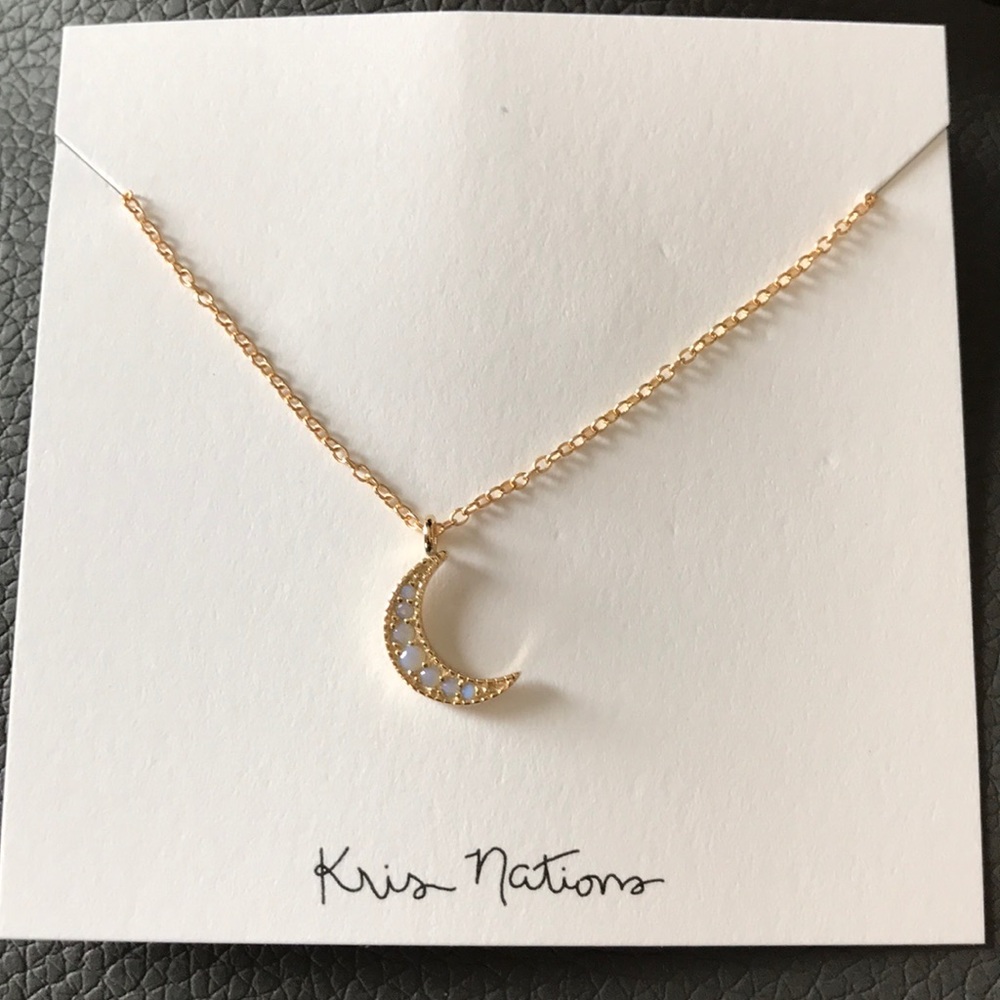 Kris Nations opalescent moon necklace